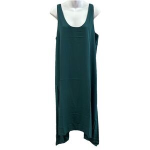 Three Eighty Two Dress Womens Large Teal Pullover Asymmetrical Midi Minimalist